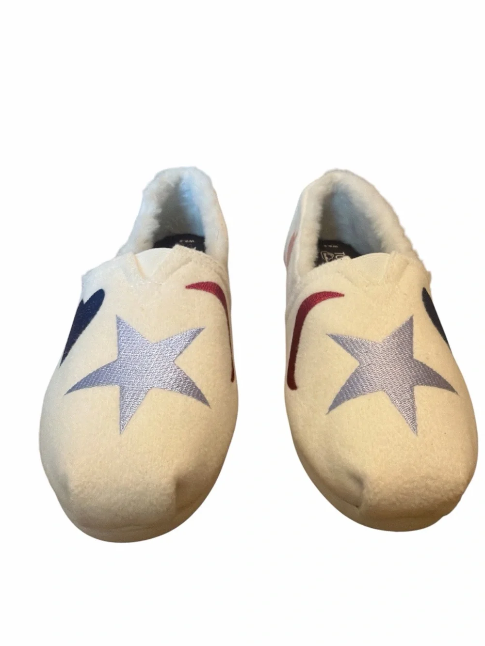 Artsy Celestial Indie TOMS Sun Moon Heart Slip-On Slippers size 8.5